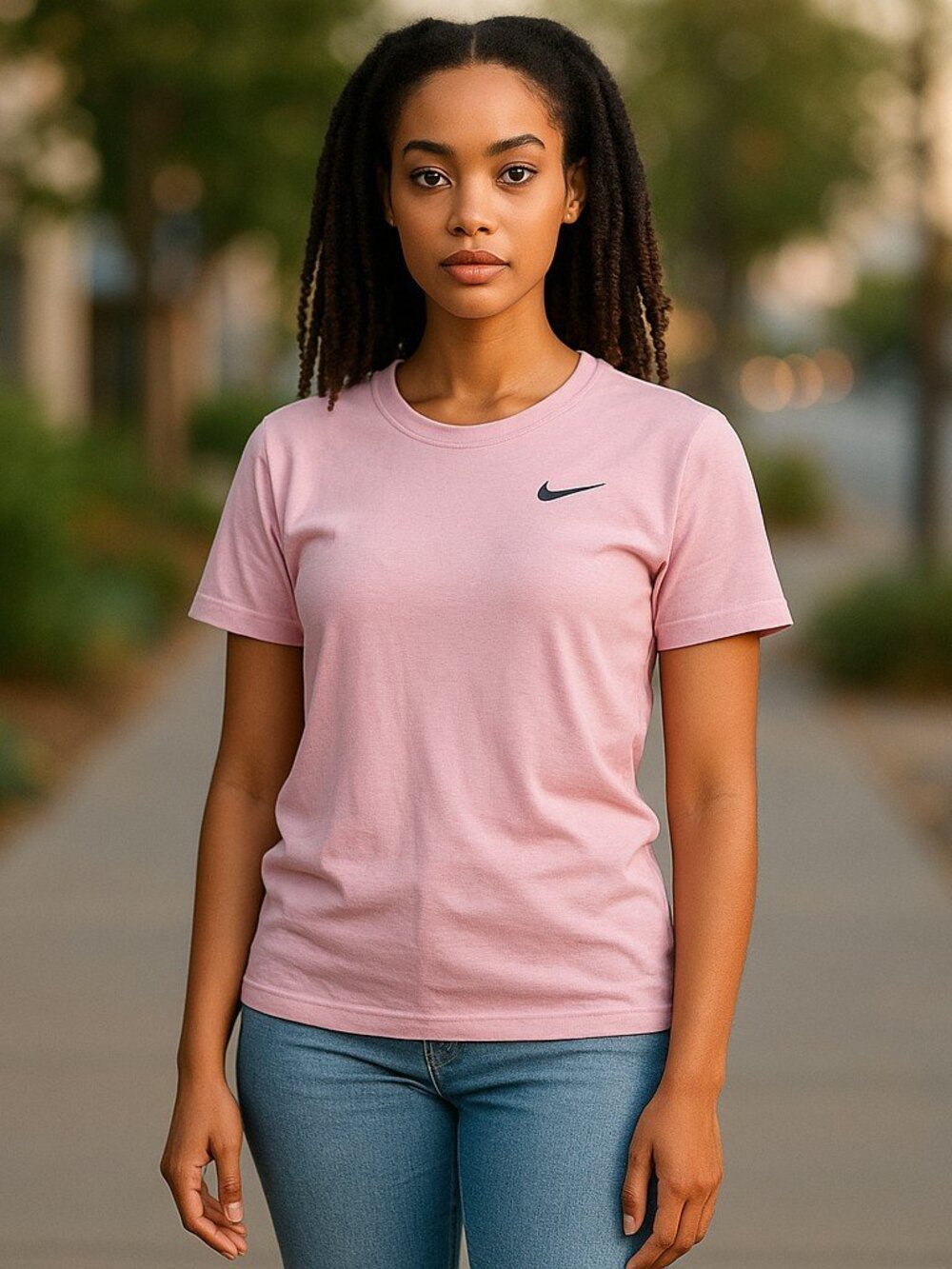 NIKE Pale Pink Dri Fit Short Sleeved Top Ladies Juniors MEDIUM